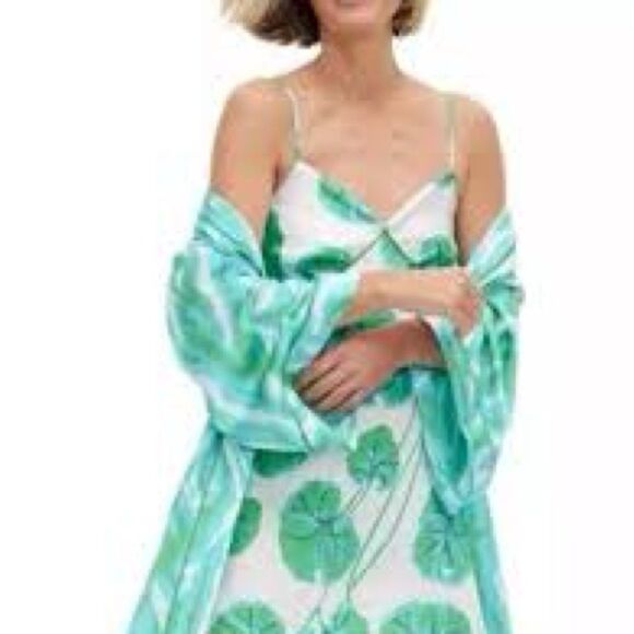 Diane Von Furstenberg Green Leaf Slip Dress - Picture 5 of 11